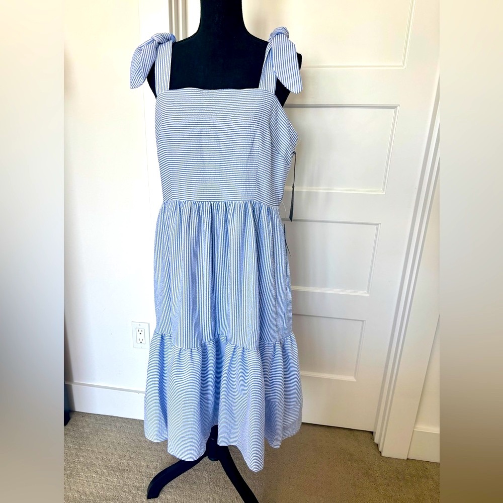 Vince Camuto Light Blue Gingham Midi Dress Size 14 Large X-Large
